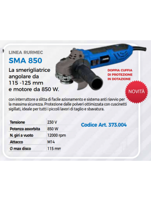 Smerigliatrice Rurmec SMA 850 W diam. 115-125 mm